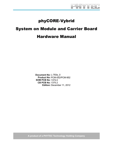 phyCORE-Vybrid Hardware Manual phyCORE-Vybrid Hardware Manual