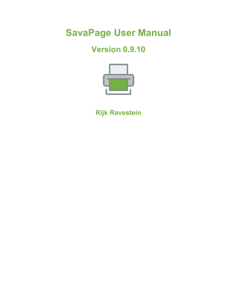 SavaPage User Manual - Version 0.9.10 SavaPage User Manual - Version 0.9.10