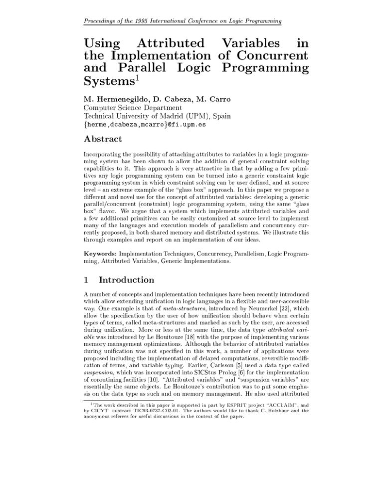 Using Attributed Variables in the Implementation of Using Attributed Variables in the Implementation of