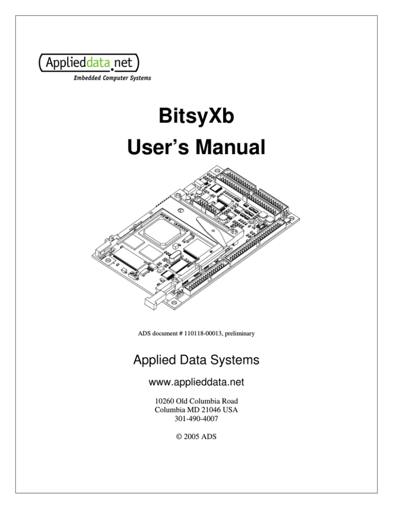 BitsyXb User`s Manual BitsyXb User`s Manual