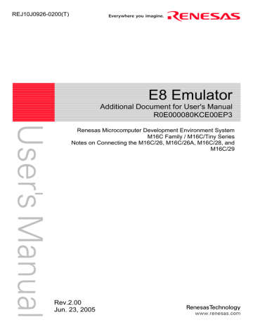 E8 Emulator Additional Document for User`s Manual | Manualzz