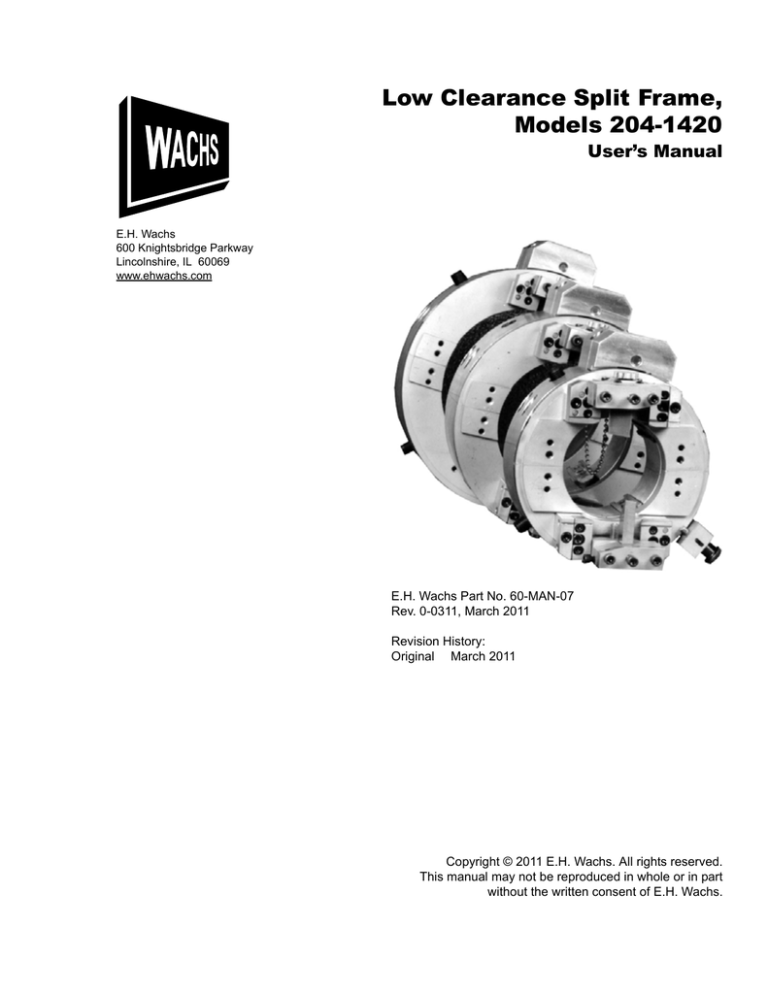 Low Clearance Split Frame, Models 204-1420 Low Clearance Split Frame, Models 204-1420