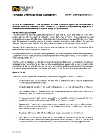 Personal Online Banking Agreement Personal Online Banking Agreement