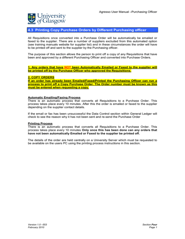 Section 4.3 - Printing PO Section 4.3 - Printing PO