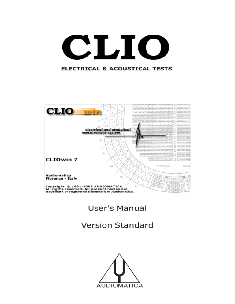 CLIOwin 7 PCI User`s Manual CLIOwin 7 PCI User`s Manual