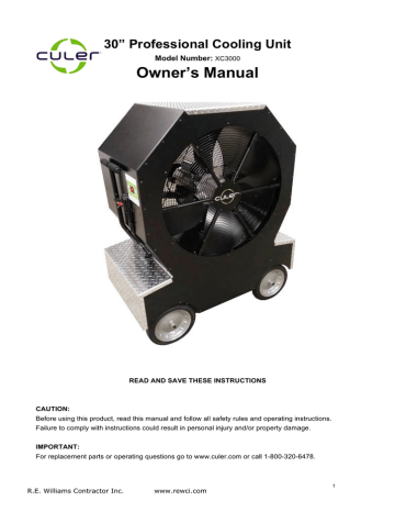 Culer XC3000 Evaporative Cooler User Manual | Manualzz