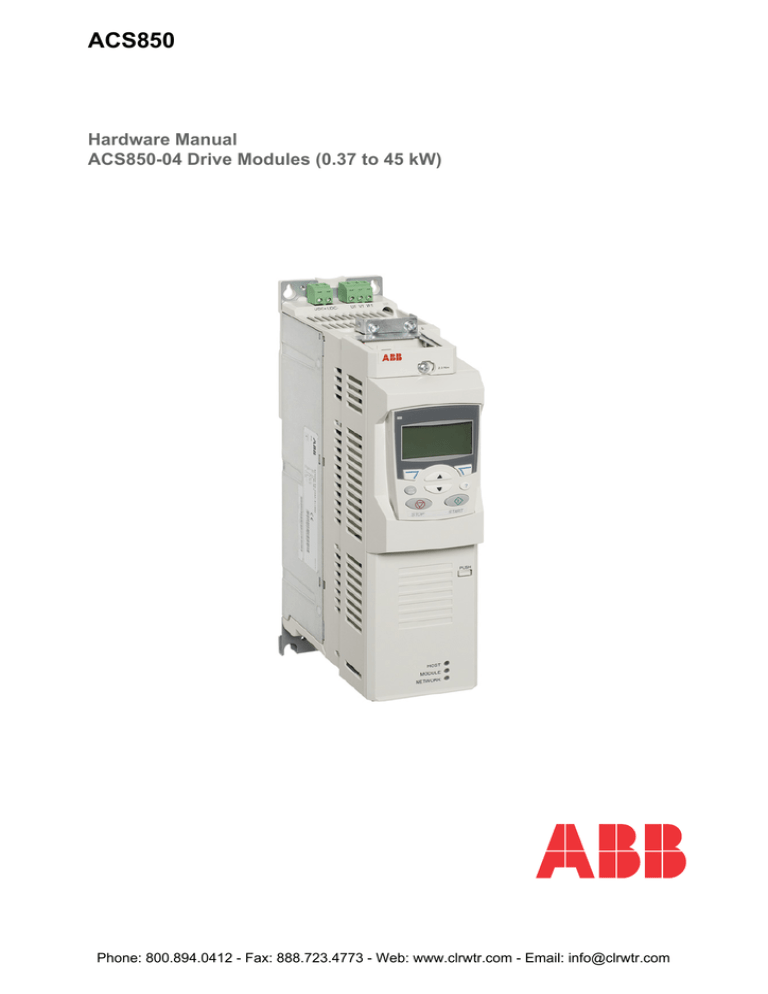 ACS850-04 (0.37 to 45 kW) Manual ACS850-04 (0.37 to 45 kW) Manual