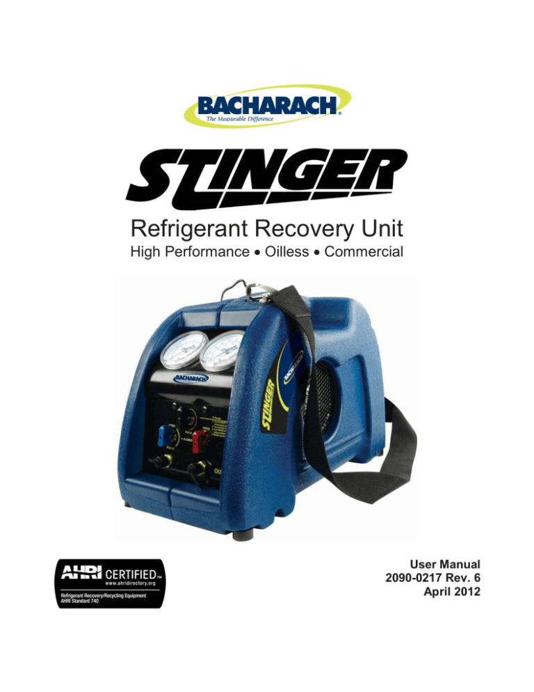 Bacharach Stinger (blue version) User manual Bacharach Stinger (blue version) User manual