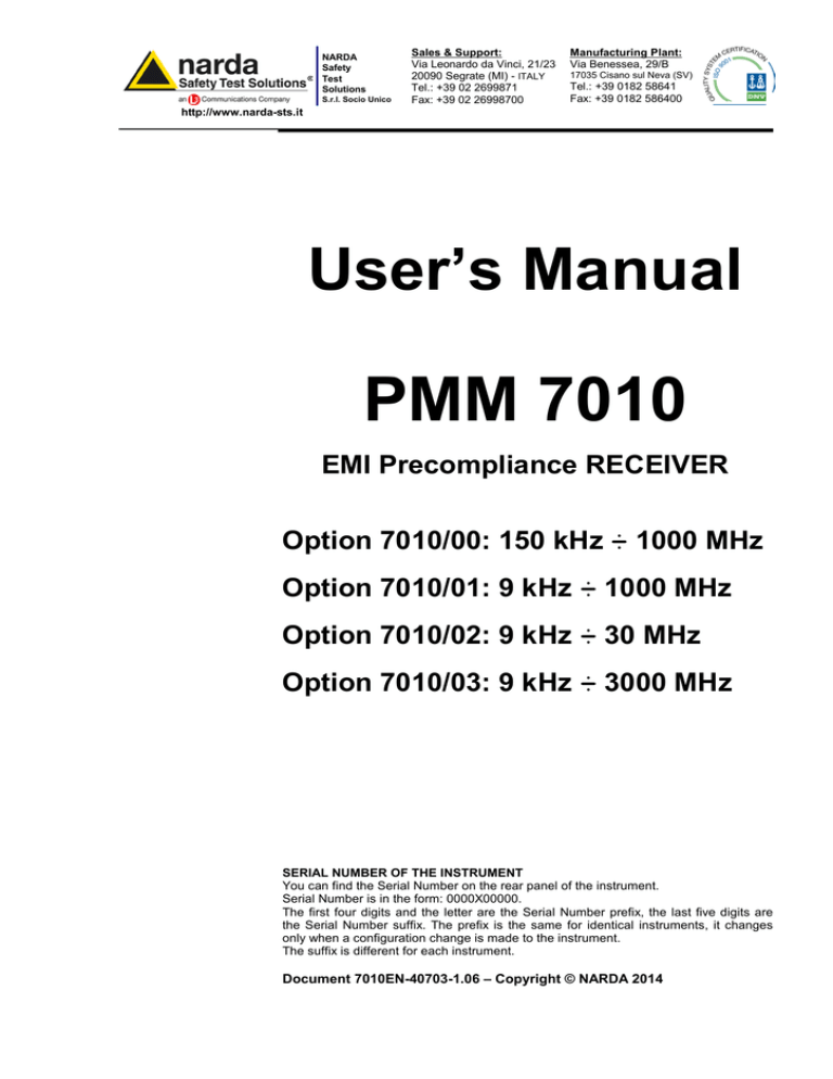 PMM 7010 - MPB Srl PMM 7010 - MPB Srl