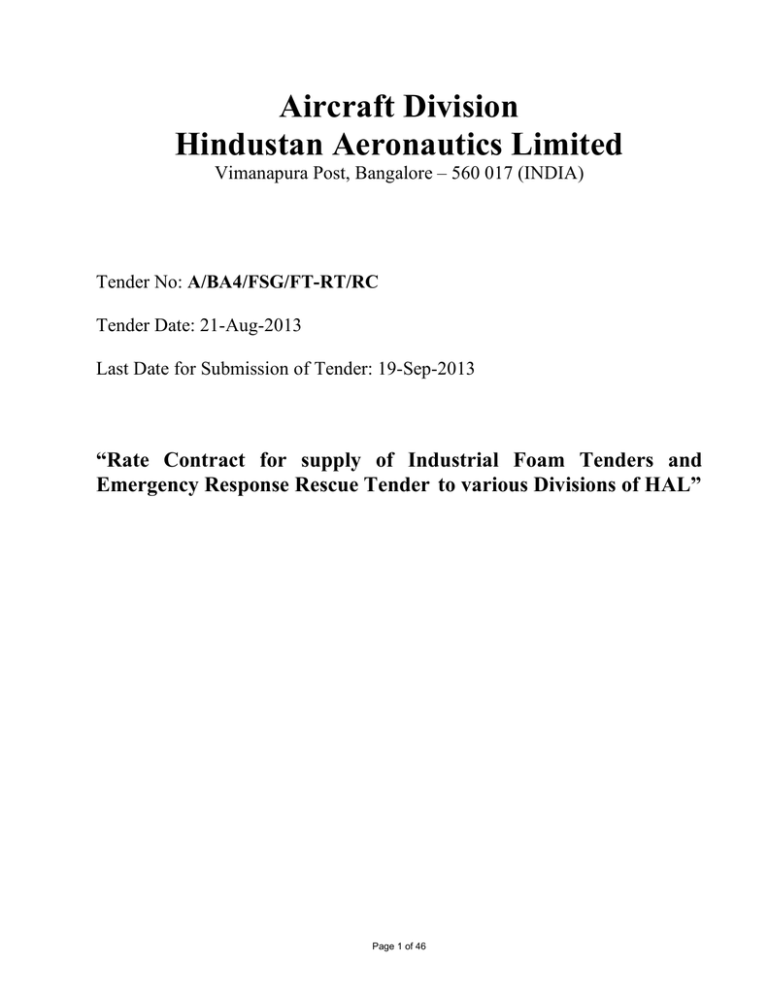 RFQ-Industrial Foam Tender and emergency rescue tender RFQ-Industrial Foam Tender and emergency rescue tender