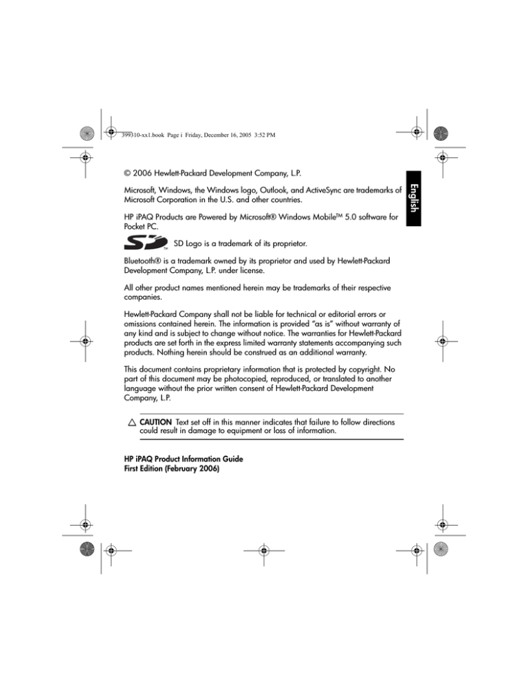HP iPAQ hw6955 User Guide HP iPAQ hw6955 User Guide
