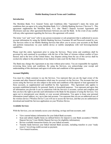 Mobile Banking General Terms and Conditions Mobile Banking General Terms and Conditions