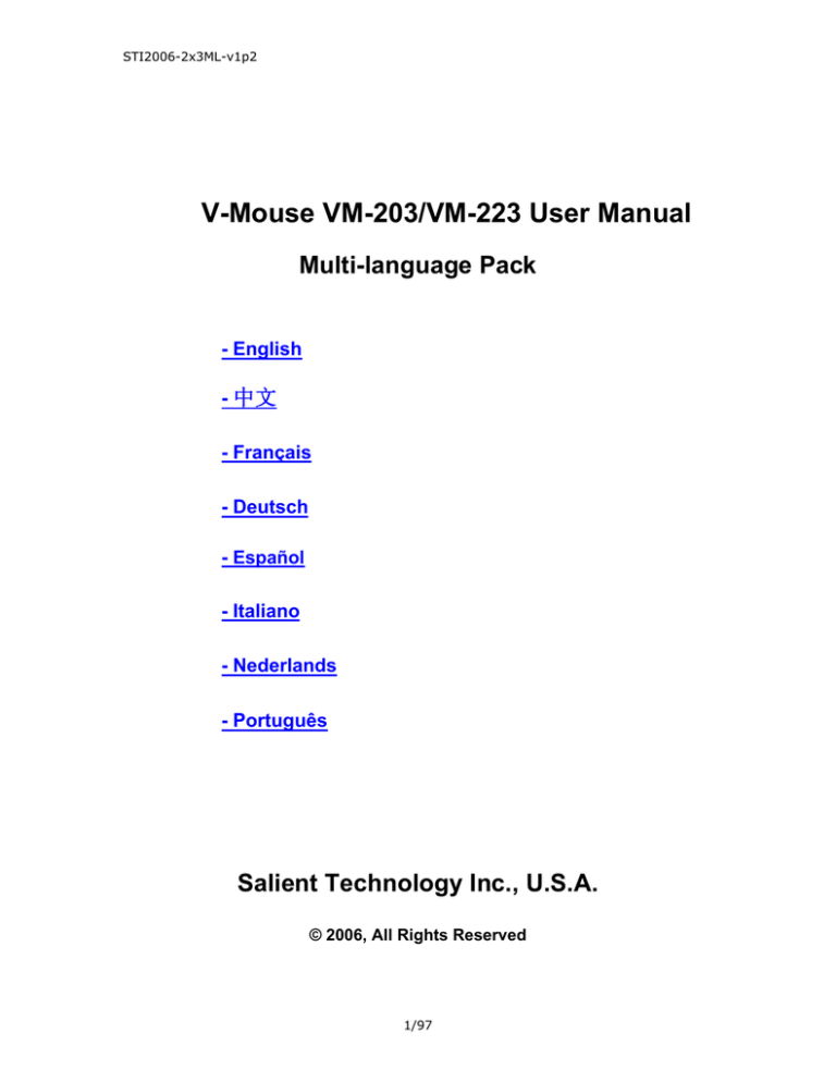 V-Mouse 200 User Manual - Salient Technology V-Mouse 200 User Manual - Salient Technology
