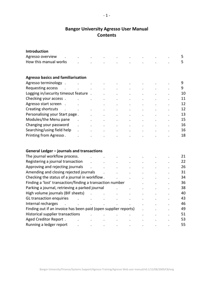 Agresso Web Manual - Bangor University Agresso Web Manual - Bangor University