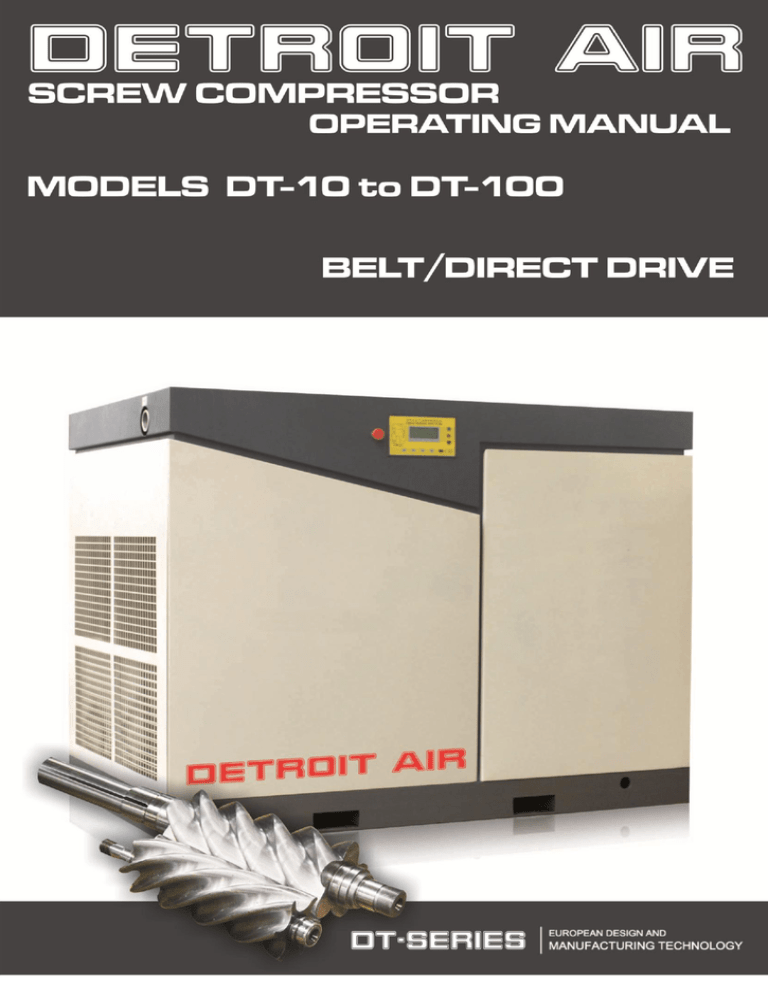 DT SERIES USER MANUAL - Detroit Air Detroit Air DT SERIES USER MANUAL - Detroit Air Detroit Air