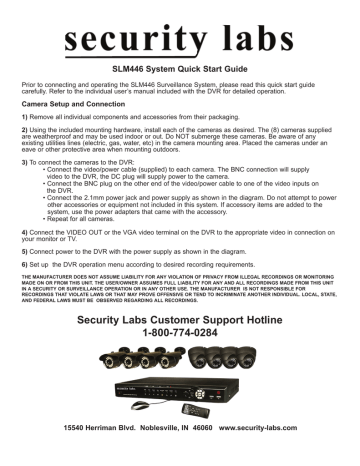 Security Labs SLM446 Quick start guide Security Labs SLM446 Quick start guide