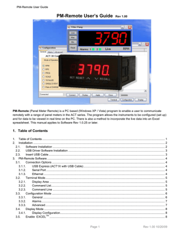 MONARCH INSTRUMENT | PM Software | F2A3X Frequency to Analog Converter/Tachometer | F2A1X Frequency to Analog Converter/Tachometer | ACT-3X Panel Tachometer | ACT-1B Panel Tachometer | User manual | PM Remote Software | Manualzz