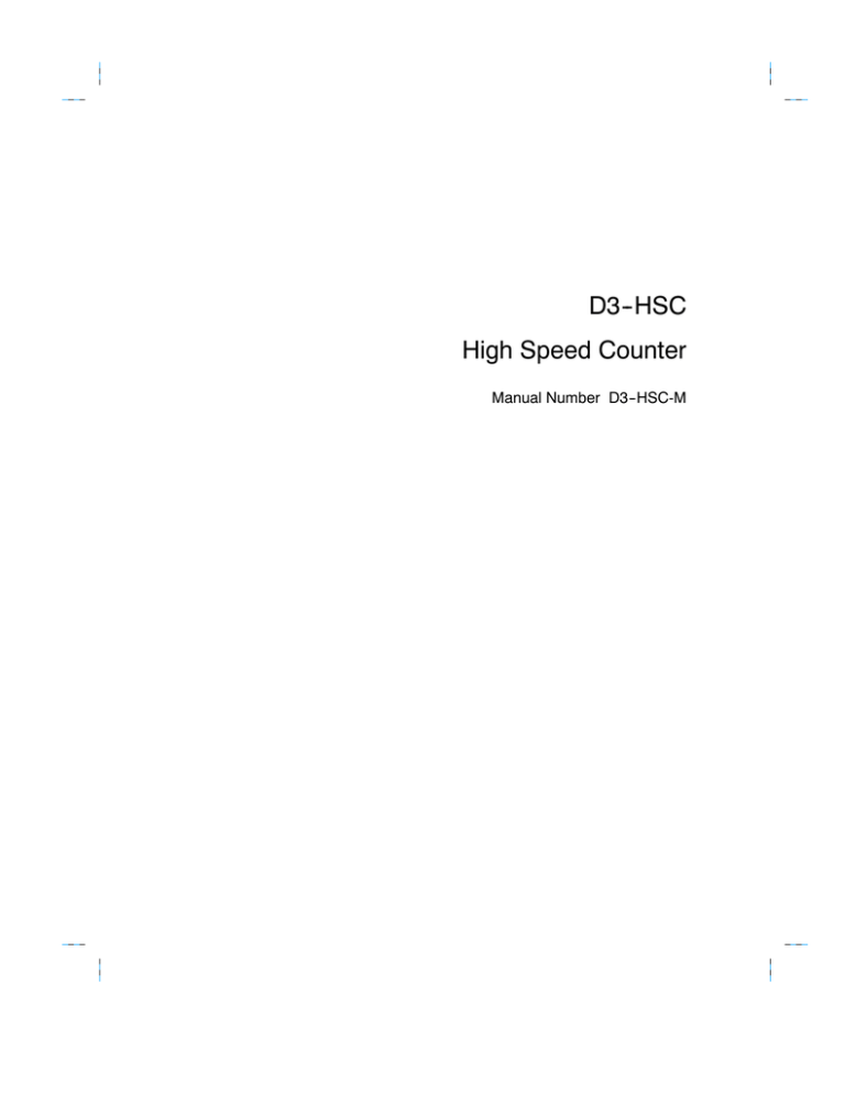 D3--HSC High Speed Counter D3--HSC High Speed Counter
