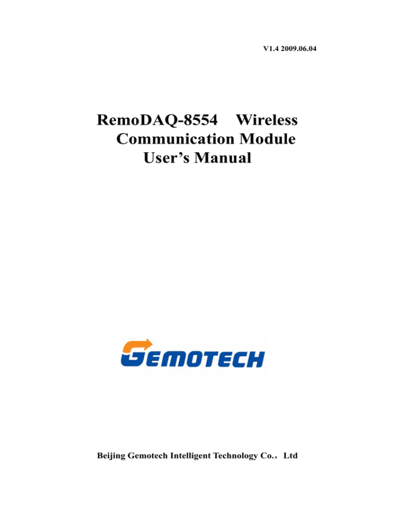 RemoDAQ-8554 Wireless Communication Module User`s Manual RemoDAQ-8554 Wireless Communication Module User`s Manual