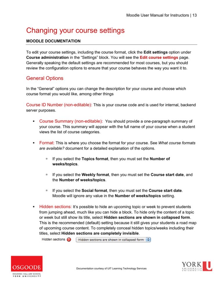 Moodle User Manual for Instructors Moodle User Manual for Instructors