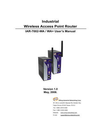 IAR-7002-WG User`s Manual | Manualzz IAR-7002-WG User`s Manual | Manualzz