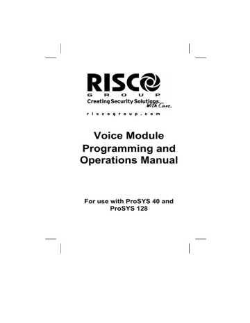 Risco - Prosys Voice Module User Manual Risco - Prosys Voice Module User Manual