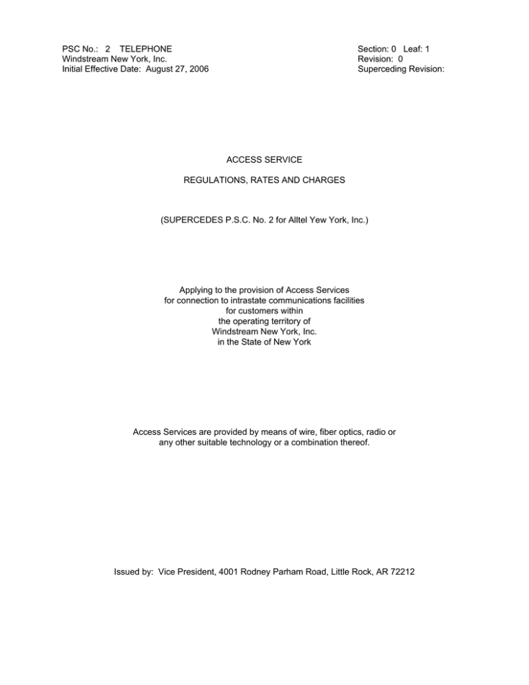 Windstream New York, Inc. Windstream New York, Inc.