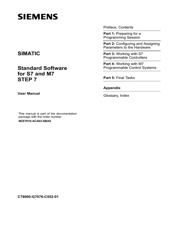 User Manual for STEP 7 User Manual for STEP 7