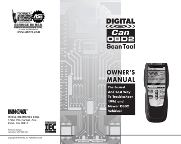 Innova Electronics Can OBD2 Owner's Manual | Manualzz