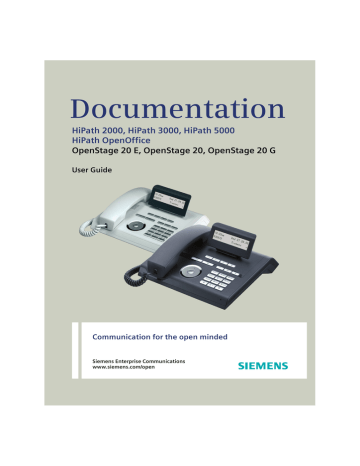 Getting to know your OpenStage phone. Siemens Hipath 5000, HIPATH 2000, HiPath OpenOffice, HiPath 3000 V3.0 or later Gigaset M1 Professional, OpenScape Voice OpenStage 20 E SIP, OpenStage 20 G | Manualzz Getting to know your OpenStage phone. Siemens Hipath 5000, HIPATH 2000, HiPath OpenOffice, HiPath 3000 V3.0 or later Gigaset M1 Professional, OpenScape Voice OpenStage 20 E SIP, OpenStage 20 G | Manualzz