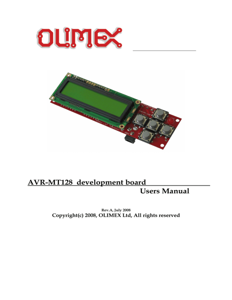 AVR-MT-128 User Manual AVR-MT-128 User Manual