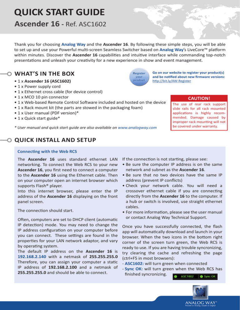 QUICK START GUIDE QUICK START GUIDE