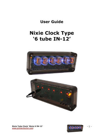 Nixie Clock Type `6 tube IN-12` | Manualzz Nixie Clock Type `6 tube IN-12` | Manualzz