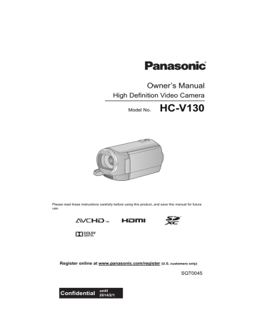 Panasonic HC-V130 Camcorder User manual | Manualzz