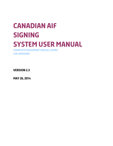 Canadian AIF Signing Process System user`s manual | Manualzz Canadian AIF Signing Process System user`s manual | Manualzz
