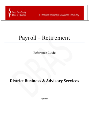 Payroll Retirement Handout - Santa Clara County Office of Education Payroll Retirement Handout - Santa Clara County Office of Education