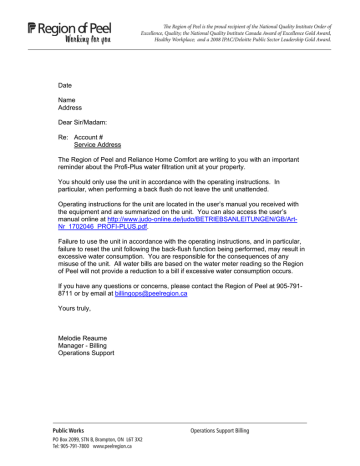 Confidentiality Letter - Reliance Home Comfort Confidentiality Letter - Reliance Home Comfort