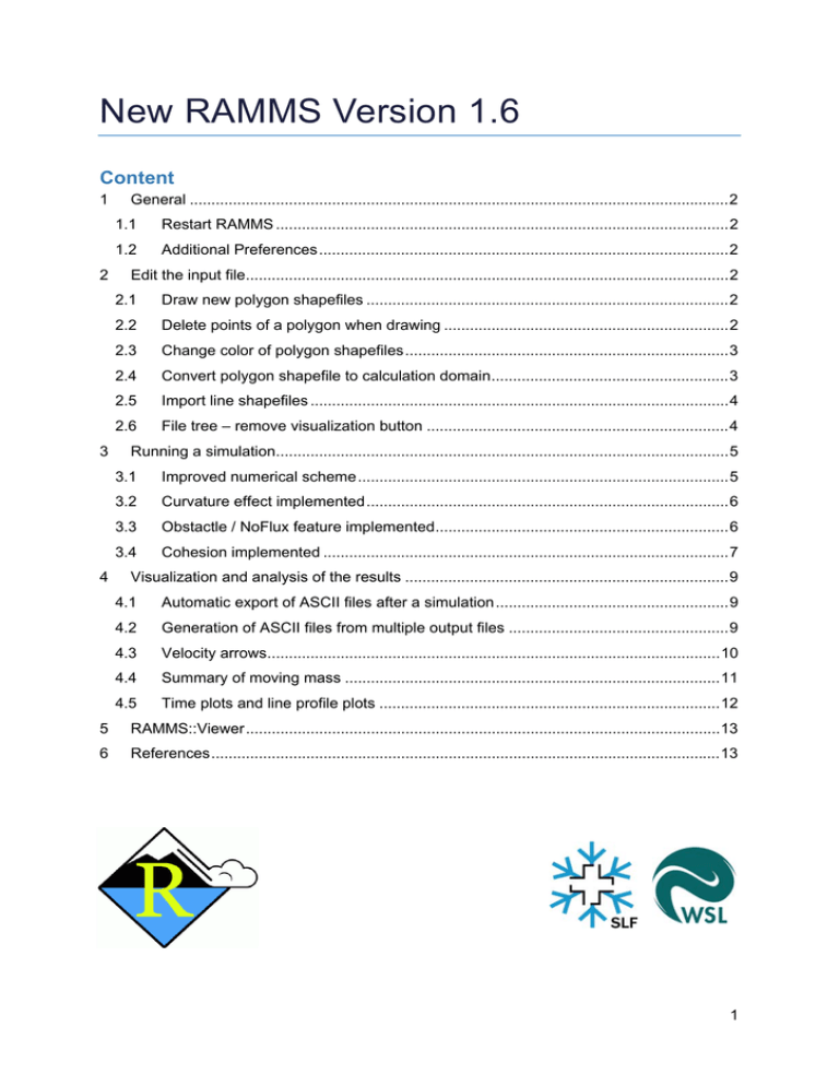 New RAMMS Version 1.6 New RAMMS Version 1.6