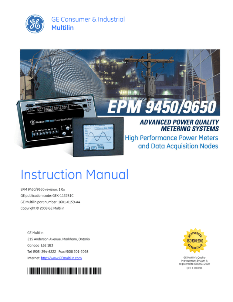 EPM 9000 Advanced Power Quality Metering EPM 9000 Advanced Power Quality Metering