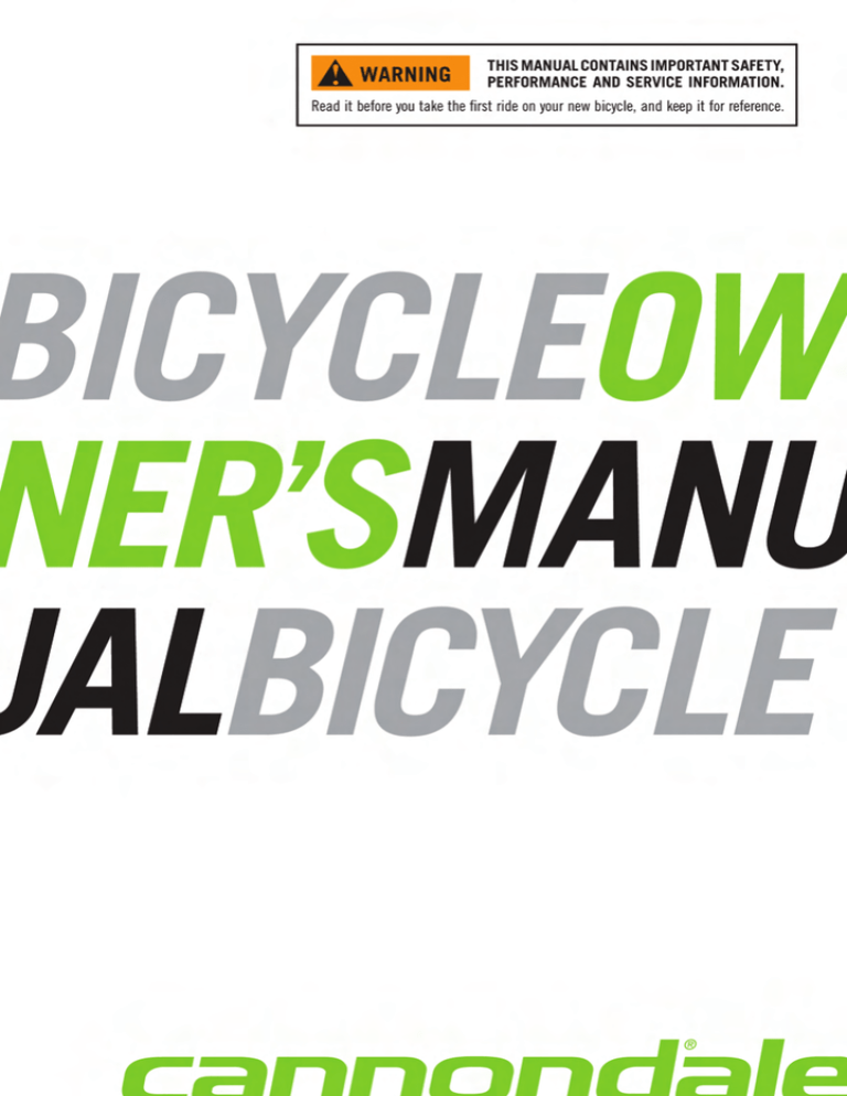 Cannondale Road Manual Cannondale Road Manual