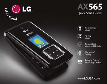 LG AX AX565 Alltel, AX565 Quick start guide LG AX AX565 Alltel, AX565 Quick start guide