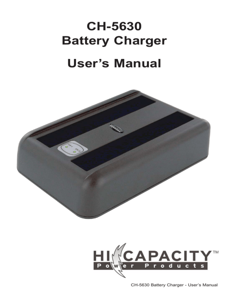 CH-5630 Battery Charger User`s Manual CH-5630 Battery Charger User`s Manual