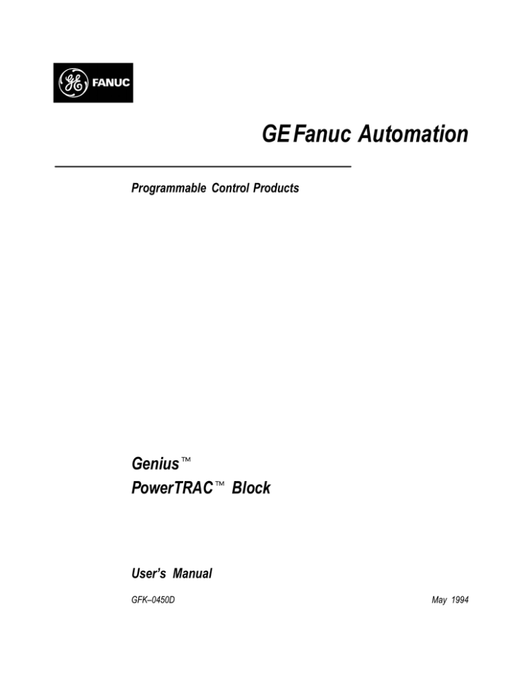 Genius PowerTRAC Block User`s Manual Genius PowerTRAC Block User`s Manual