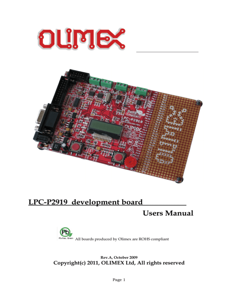 LPC-P2919 development prototype board LPC-P2919 development prototype board