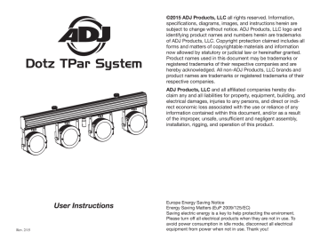 ADJ DOT442 Dotz T-Par 30-Watt Tri-Color Black System High Bay Integrated LED Commercial Light User manual | Manualzz