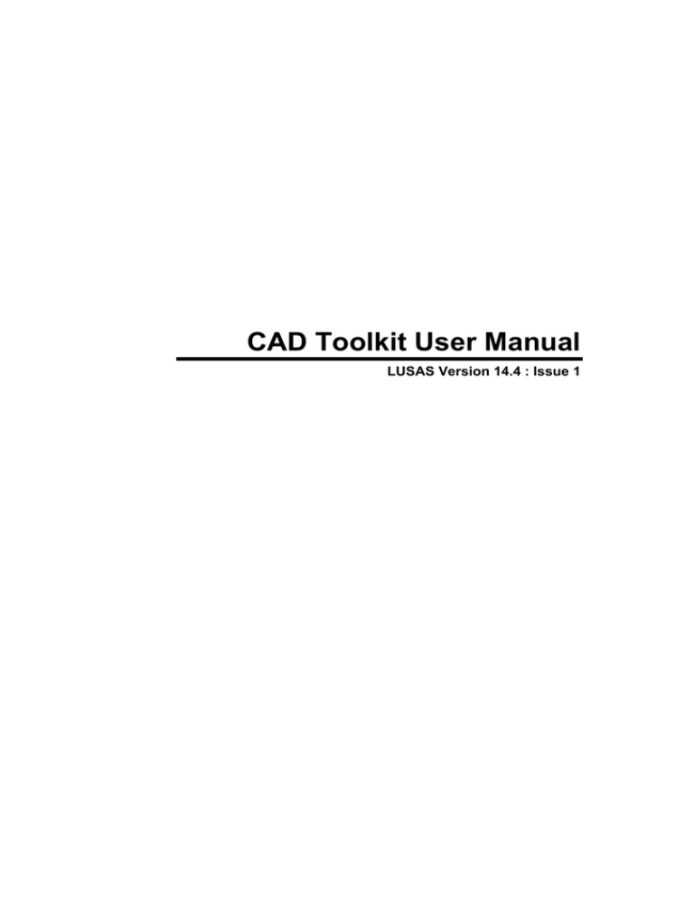CAD Toolkit User Manual CAD Toolkit User Manual