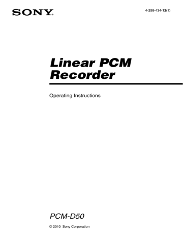 Sony PCM-D50 User manual | Manualzz