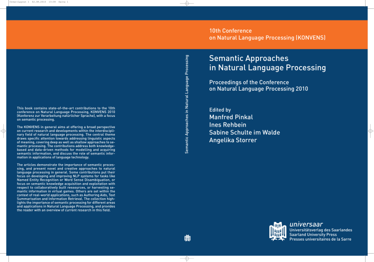 Semantic Approaches in Natural Language Processing Semantic Approaches in Natural Language Processing