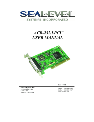 ACB-232.LPCI USER MANUAL | Manualzz
