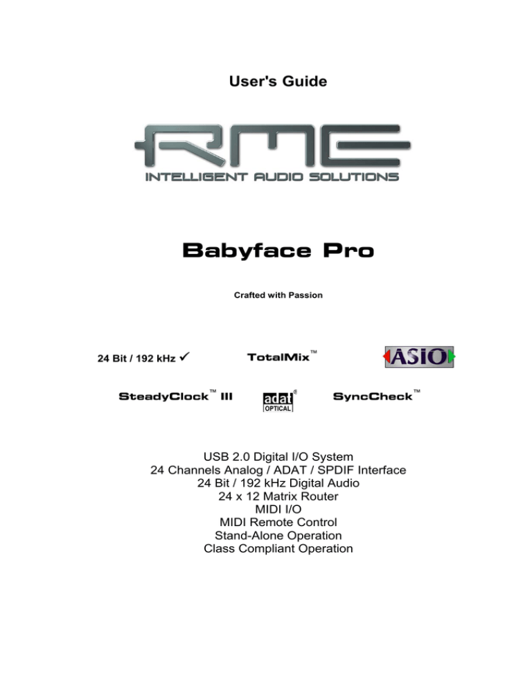 User`s Guide Babyface Pro User`s Guide Babyface Pro